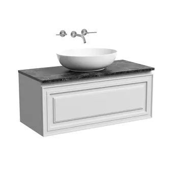 Тумба со столешницей Sancos Very 100 подвесная, столешница black sky, Bianco (без отверстия под смеситель)