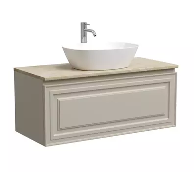 Тумба со столешницей Sancos Very 100 подвесная, столешница kreman, Beige Soft (с отверстием под смеситель)