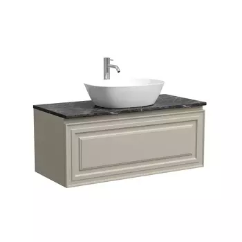 Тумба со столешницей Sancos Very 100 подвесная, столешница black sky, Beige Soft (с отверстием под смеситель)