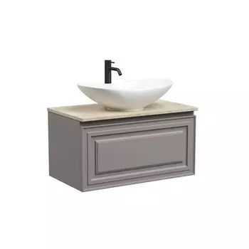 Тумба со столешницей Sancos Very 80 подвесная, столешница kreman, Doha Soft (с отверстием под смеситель)