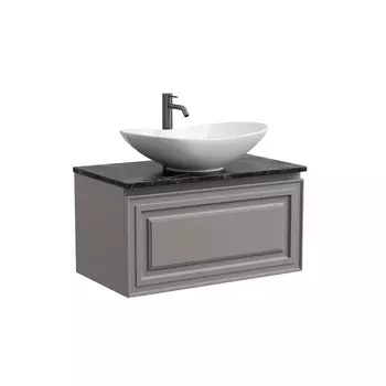 Тумба со столешницей Sancos Very 80 подвесная, столешница black sky, Doha Soft (с отверстием под смеситель)
