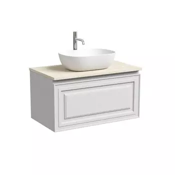 Тумба со столешницей Sancos Very 80 подвесная, столешница kreman, Bianco (с отверстием под смеситель)