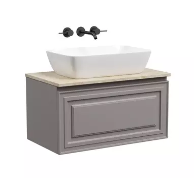 Тумба со столешницей Sancos Very 80 подвесная, столешница kreman, Doha Soft (без отверстия под смеситель)