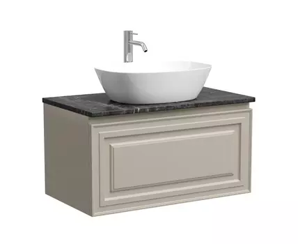 Тумба со столешницей Sancos Very 80 подвесная, столешница black sky, Beige Soft (с отверстием под смеситель)