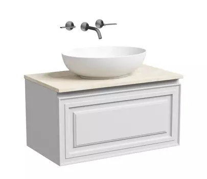 Тумба со столешницей Sancos Very 80 подвесная, столешница kreman, Bianco (без отверстия под смеситель)