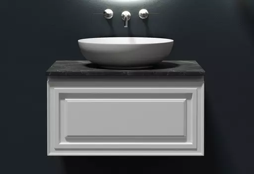 Тумба со столешницей Sancos Very 80 подвесная, столешница black sky, Bianco (без отверстия под смеситель)