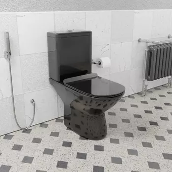 Унитаз-компакт CeramaLux 9126-18 безободковый, черный глянцевый