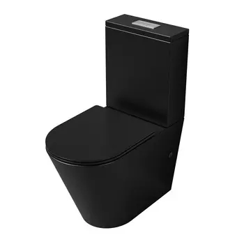 Унитаз-компакт Grossman GR-4458BMSQ безободковый с тонкой крышкой, черный матовый