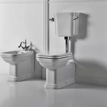 Унитаз напольный Kerasan Waldorf 411601 удлиненный 65х37 см, белый, с низким бачком, с боковой ручкой