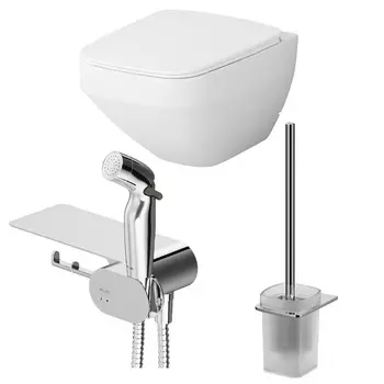 Унитаз подвесной Am.Pm Inspire V2.0 CK50H0603W безободковый, с микролифтом, с гигиеническим душем и ершиком