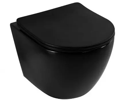 Унитаз подвесной Art&Max Ovale AM011CHR-MB/SC безободковый, с сиденьем микролифт