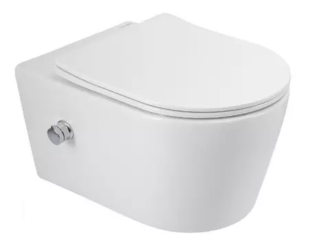 Унитаз подвесной Art&Max Zoe AM9322C1CHR/SC безободковый, с сиденьем микролифт