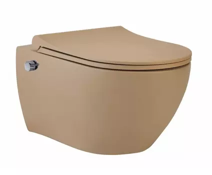 Унитаз подвесной beWash Bogen 88343673 с микролифтом и встроенным смесителем, латте