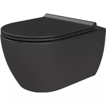 Унитаз подвесной Boheme Nero 961-SET-2-B безободковый, с функцией биде, сиденьем микролифт