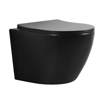 Унитаз подвесной Bond Oval F01-108 безободковый, с сиденьем микролифт, черный