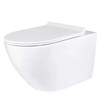 Унитаз подвесной Bond Oval F01-10Long безободковый, с сиденьем микролифт, белый