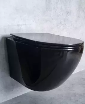 Унитаз подвесной CeramaLux 2196-18N безободковый, черный глянцевый