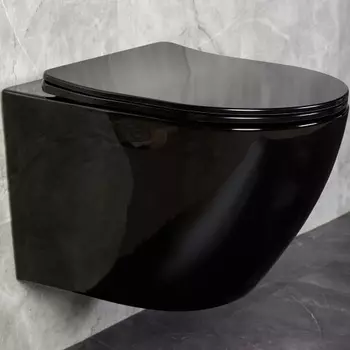 Унитаз подвесной CeramaLux 2197B-18 безободковый, черный глянцевый