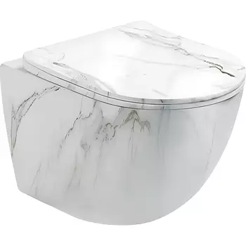 Унитаз подвесной CeramaLux 2213-K белый мрамор