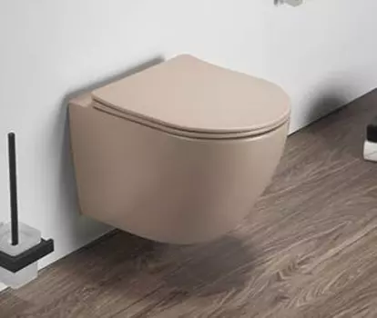 Унитаз подвесной CeramaLux NС 2197MC безободковый, капучино матовый