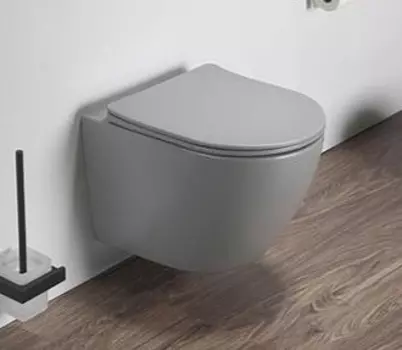 Унитаз подвесной CeramaLux NС 2197MH безободковый, светло-серый матовый