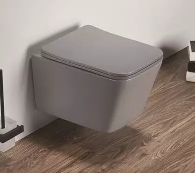 Унитаз подвесной CeramaLux NС 5170MH безободковый, светло-серый матовый