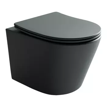 Унитаз подвесной Ceramicanova Balearica Rimless CN6000MDH безободковый, с микролифтом, темный антрацит матовый