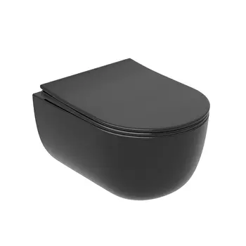 Унитаз подвесной Ceramicanova Modena CN6063MB безободковый, с микролифтом, черный матовый