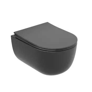 Унитаз подвесной Ceramicanova Modena CN6063MDH безободковый, с микролифтом, темный антрацит матовый