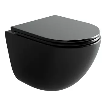 Унитаз подвесной Ceramicanova Vogue CN4008TMB безободковый, с сиденьем микролифт, черный матовый