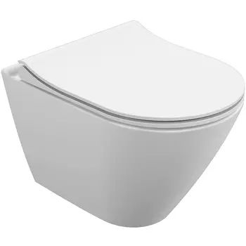 Унитаз подвесной Cersanit City Smart Clean On DPL EO slim LP 64822 безободковый, с сиденьем микролифт