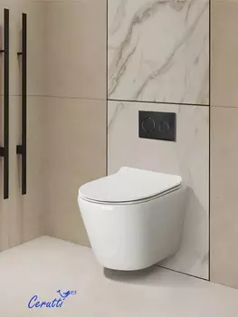 Унитаз подвесной Ceruttispa Luigi Aria Tornado CT11101 безободковый, с сиденьем микролифт, белый