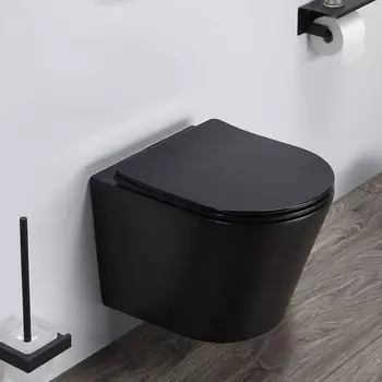 Унитаз подвесной Comforty 105MB безободковый, черный матовый