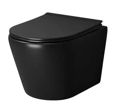 Унитаз подвесной Grossman Fly GR-4478BMS безободковый с тонкой крышкой, черный матовый