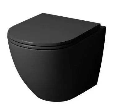 Унитаз подвесной Grossman GGR-4457BMS безободковый с тонкой крышкой, черный матовый