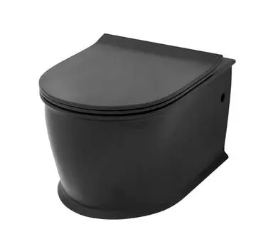 Унитаз подвесной Grossman Retro GR-4482BMS безободковый с тонкой крышкой, черный матовый