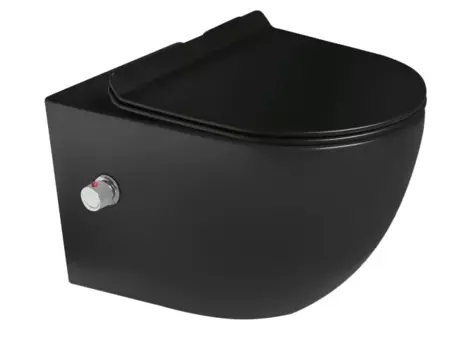 Унитаз подвесной SantiLine SL-5002MB-BD с встроенным смесителем, функцией биде, сиденье микролифт, черный матовый