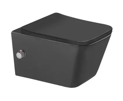 Унитаз подвесной SantiLine SL-5004MB-BD с встроенным смесителем, функцией биде, сиденье микролифт, черный матовый