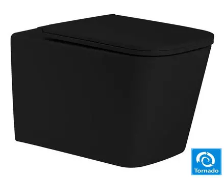 Унитаз подвесной SantiLine SL-5027MB безободковый, с системой смыва Tornado, черный матовый
