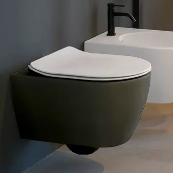 Унитаз подвесной Scarabeo Glam 5201/TW 37 BK безободковый, Bioker Lava