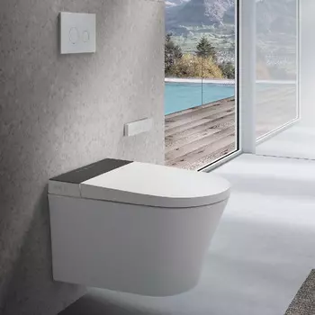 Унитаз подвесной Uni-Flow Mi Smart CH1048ZR-A с крышкой биде и пультом дистанционного управления, белый