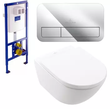 Унитаз подвесной Villeroy & Boch Subway 3.0 с инсталляцией и клавишей хром