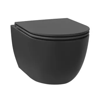 Унитаз подвесной Wellsee Chalice Perfection 182609001 безободковый, с микролифтом, черный матовый