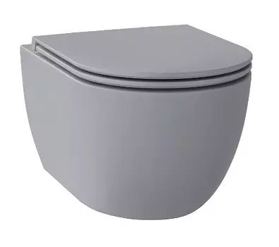 Унитаз подвесной Wellsee Chalice Perfection 182610001 безободковый, с микролифтом, серый матовый