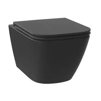 Унитаз подвесной Wellsee Pure BY Wellsee 182604001 безободковый, с микролифтом, черный матовый
