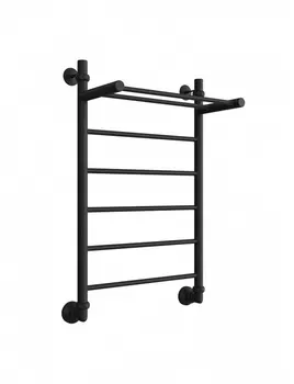 Водяной полотенцесушитель Двин FJ 80х50 см, c полкой, черный матовый К3 4627162896911