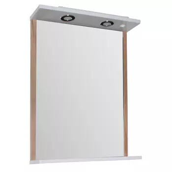 Зеркало ASB-Mebel Альпина 60 с подсветкой, белое/дуб золотой