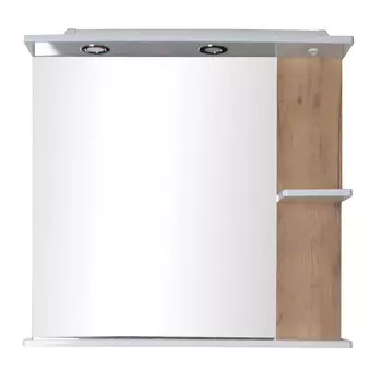 Зеркало ASB-Mebel Альпина 80 с подсветкой, белое/дуб золотой