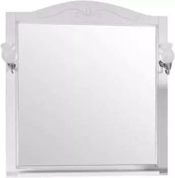 Зеркало ASB-Woodline Салерно 80 белое (патина серебро) со светильниками