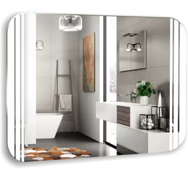 Зеркало Azario Force 915х685 подсветка с диммером, сенсорный выключатель, часы